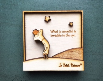 Little Prince Magnet n.4 Star - multi-layered / Wood Engraved 3D Magnet / Le Petit Prince / Wood carving