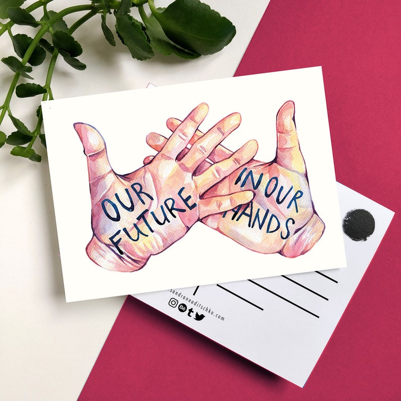 Paper Party Supplies Paper Our Future In Our Hands Postcard A6
