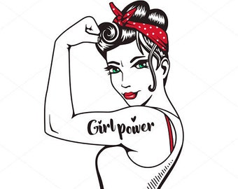 For Moms, Girl Power Tattoo, Rosie The Riveter SVG, Be Strong Mom, Woman Quote, Instant Download Cricut Silhouette Clipart File