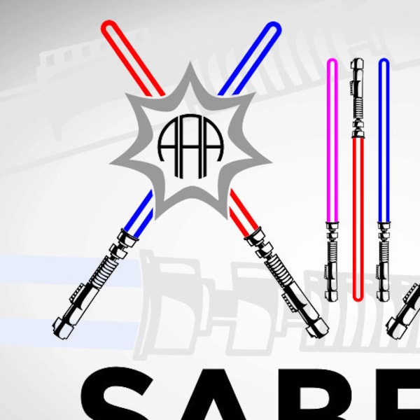 For Moms SVG Light Sword Sabers, Circle Monogram Frame Star Battle Wars Vector Clipart Clip Art Digital File Instant Download