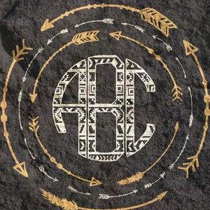 May include: A black and white tribal pattern circle with gold arrows around it. The text "COMPLETE TRIBAL CIRCLE BUNDLE" is below the circle.