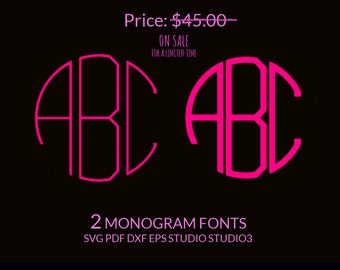 80% Off Sale Thin Font Pack, Set of 2, Extra Thin & Thin SVG Monogram Fonts, Circular Capital Letters Alphabet. Cut Files, Circut Silhouette