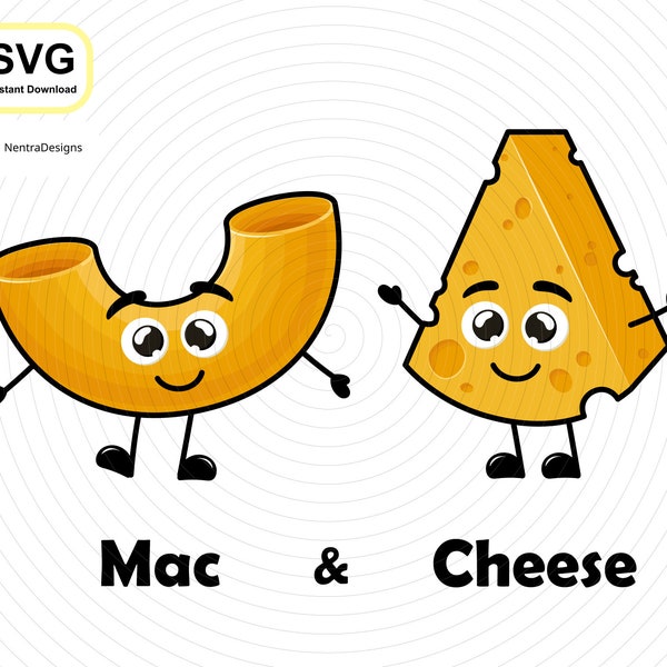 Mac and Cheese SVG Best Pals, Iron On Shirt Design, Instant Download Vector Clip Art Cut File, w/ Commercial License