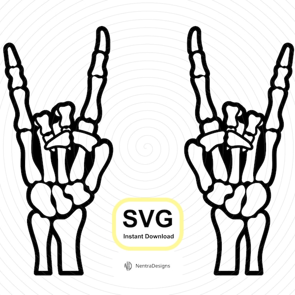 Rock On Skeleton Hands Layered SVG, Heavy Metal Devil Horns Hand Gesture, Instant Download, Iron On Shirt Design, Cut File