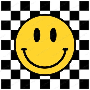 Hippie Smiley Face Checkered Background SVG, png, jpeg, pdf, dxf, Instant Download, Vector Clip Art Cut File, Cricut