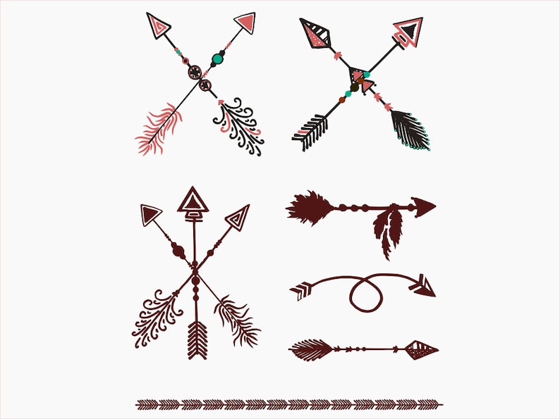 Download 80% Off Sale Crossed Tribal Arrows SVG Feather Curved ...