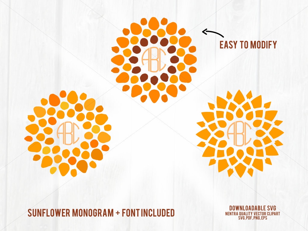 Download 80% Off Sale Sunflower Circle Monogram SVG w/Font Flower ...