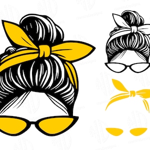 Momlife SVG, Żółta wstążka, Nieuporządkowany kok png, jpeg, pdf, dxf, Natychmiastowe pobieranie, Wektor do druku, Cyfrowy Cricut i sylwetka