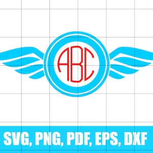 Puede incluir: Un círculo azul con un contorno blanco y las letras ABC en rojo dentro. El círculo está flanqueado por dos alas azules.