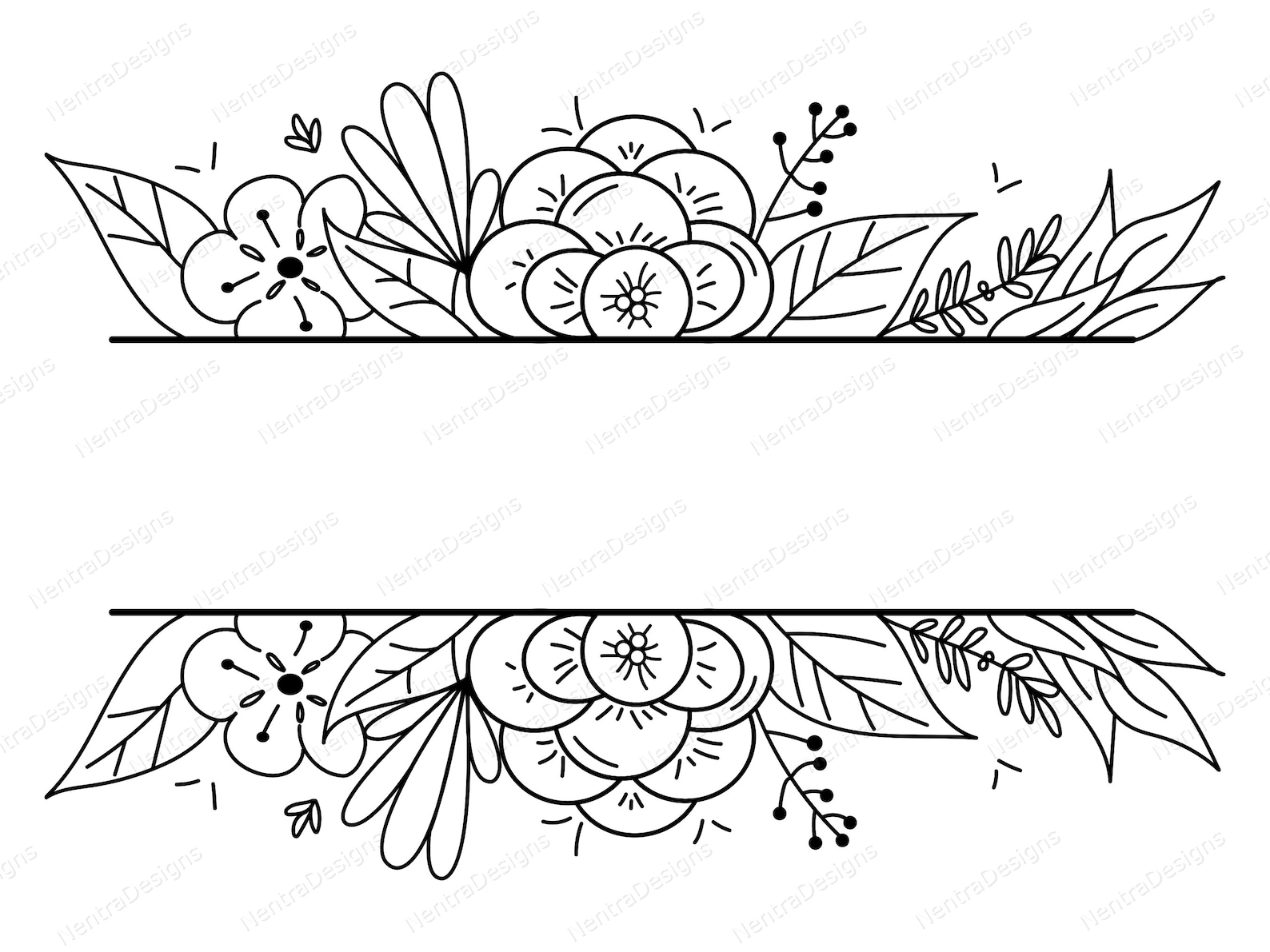 Split Floral Border SVG, Png, Jpeg, Pdf, Dxf, Instant Download, Vector ...