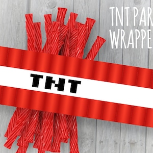 Etiquetas para embalagens de TNT (festa temática de videogame Mine) Modelos de etiquetas para doces de alcaçuz Download instantâneo em PDF Faça você mesmo para imprimir Etiqueta de aniversário