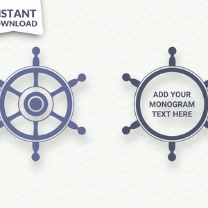 SVG Ship Wheel Instant Download, Nautical Circle Monogram Frames pdf png for Commercial Use: Cricut / Silhouette Studio