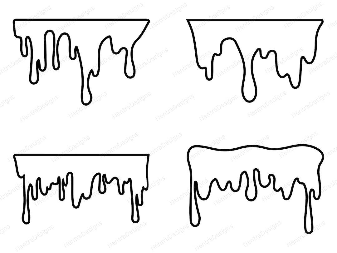 Dripping Borders Paint Drip Melting Outline Bundle SVG, Png, Jpeg, Pdf