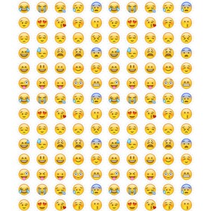 May include: A grid of 100 yellow emoji faces with different expressions, including happy, sad, surprised, and tongue sticking out.