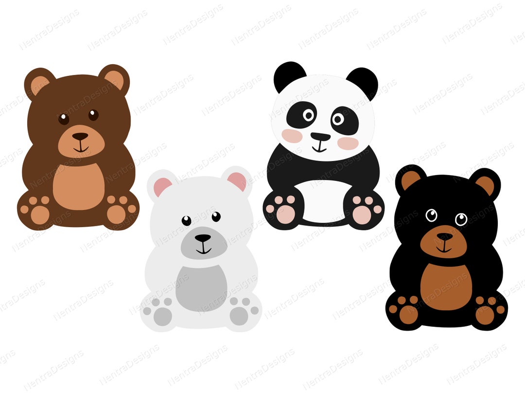 Cute Baby Bear Bundle Grizzly Brown Black Polar Panda SVG, Png, Jpeg ...
