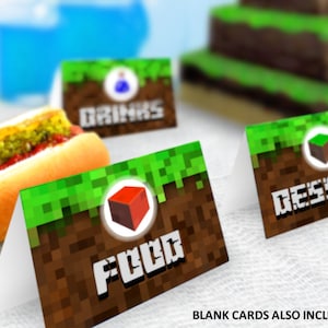 Earth Mining Food Tent Cards, Table Signs voor Mine Video Game Inspired Party, direct downloadbare tags + afdrukbaar TNT-label
