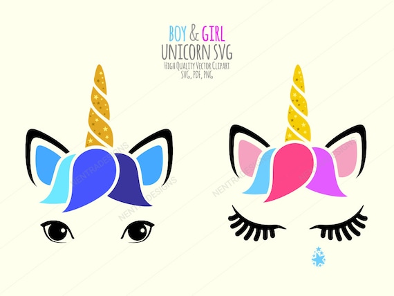 Download 80% Off Sale Boy & Girl Unicorn SVG File Face Head Horse | Etsy