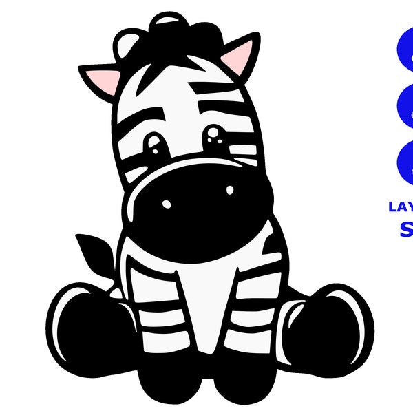 Baby Zebra Head gekanteld SVG, png, jpeg, pdf, dxf, Instant Download, Vector Clip Art Cut File, Cricut, Silhouet, Commercieel