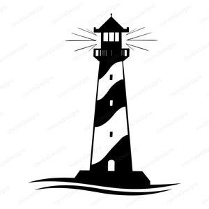 Lighthouse Monochrome SVG, png, jpeg, pdf, dxf, Instant Download, Vector Clip Art Cut File, Cricut, Silhouette, Commercial
