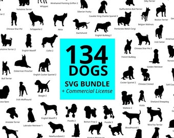 Dog Bundle SVG, Poodle Labrador Terrier Retriever Bulldog Pug Dogs Clipart, Instant Digital Download w/ Full Commercial License