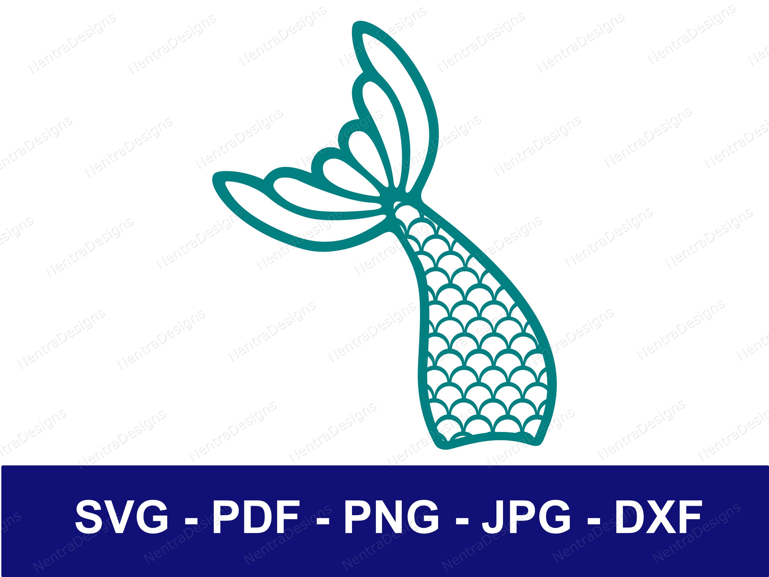 Mermaid Tail Blue Green Perfect Shape Outline SVG, Png, Jpeg, Pdf, Dxf ...