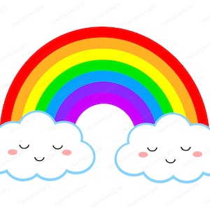 Rainbow SVG Sleepy Clouds SVG, png, jpeg, pdf, dxf, Instant Download, Vector Clip Art Cut File, Cricut, Silhouette