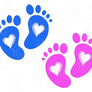 Baby Footprint SVG, Roze Blauw Gender Reveal, PDF Cut File, Clipart PNG, Vector, jpeg, Commerciële licentie, Instant Download
