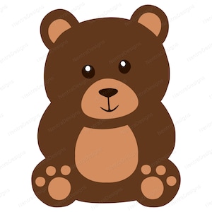 Cute Baby Brown Bear Grizzly SVG, png, jpeg, pdf, dxf, Download istantaneo, Vector Clip Art Cut File, Cricut, Silhouette