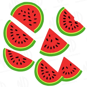 Watermelon SVG Files, Kawaii Fruit, Watermelon Slice, Summer, png, jpeg, pdf, dxf, Instant Download, Vector Clip Art Cut File