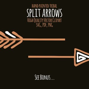 Split Arrow SVG, Hand Painted Tribal Arrows Clipart, Twee Helften, Native PNG pdf dxf Vector shirt Iron On Instant Download