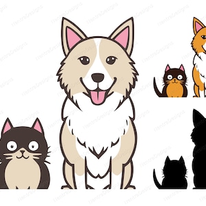 犬と猫の親友のかわいいバンドル SVG、png、jpeg、pdf、dxf、インスタントダウンロード、ベクタークリップアートカットファイル、Cricut