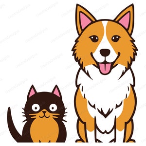犬 猫 親友 かわいい コーギー テリア 柴犬 マンチカン SVG、png、jpeg、pdf、dxf、インスタントダウンロード、ベクタークリップアートカット