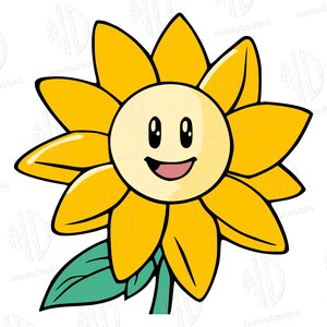 Girasol feliz con hoja SVG, Color en capas, Archivo de corte PDF, PNG de imágenes prediseñadas, Vector, Licencia comercial jpeg, Descarga instantánea