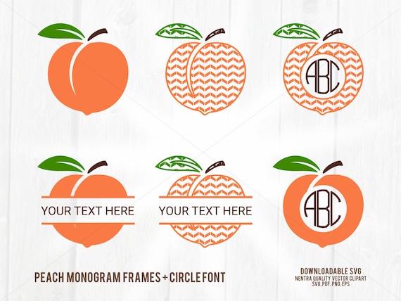 Download 80% Off Sale Peach Monogram SVG Peaches Split Frame Circle ...