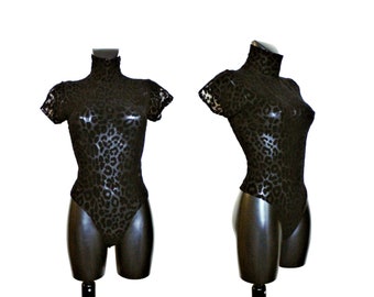 Women's Velvet & Sheer Mesh Animal Print Bodysuit