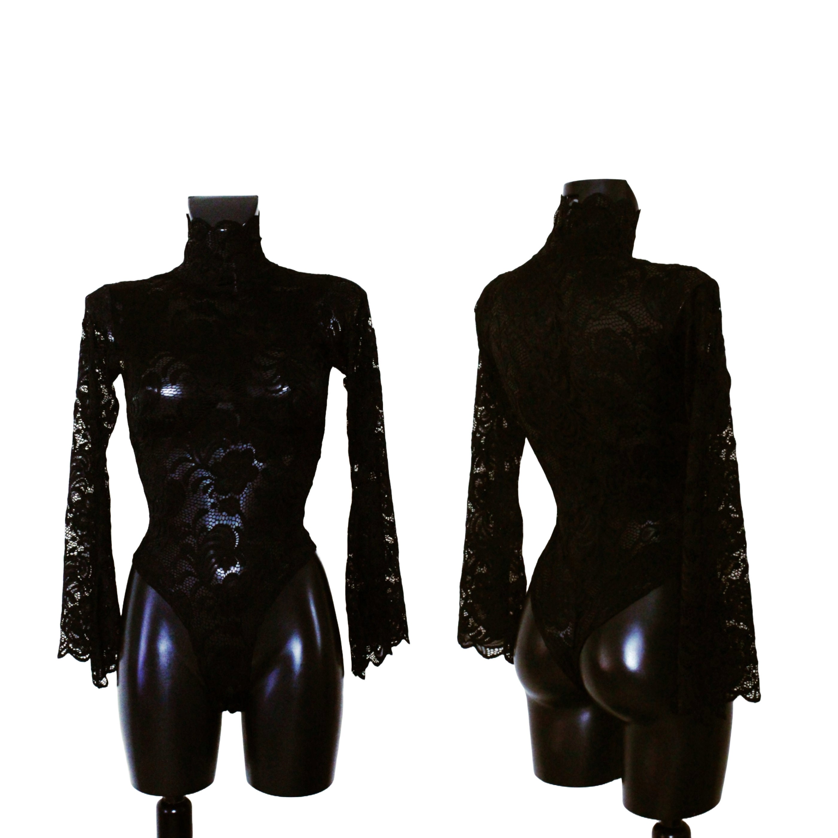 Lace Turtleneck Bodysuit Etsy Canada