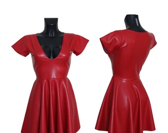 open lace back dress exquisite outlook faux leather dress