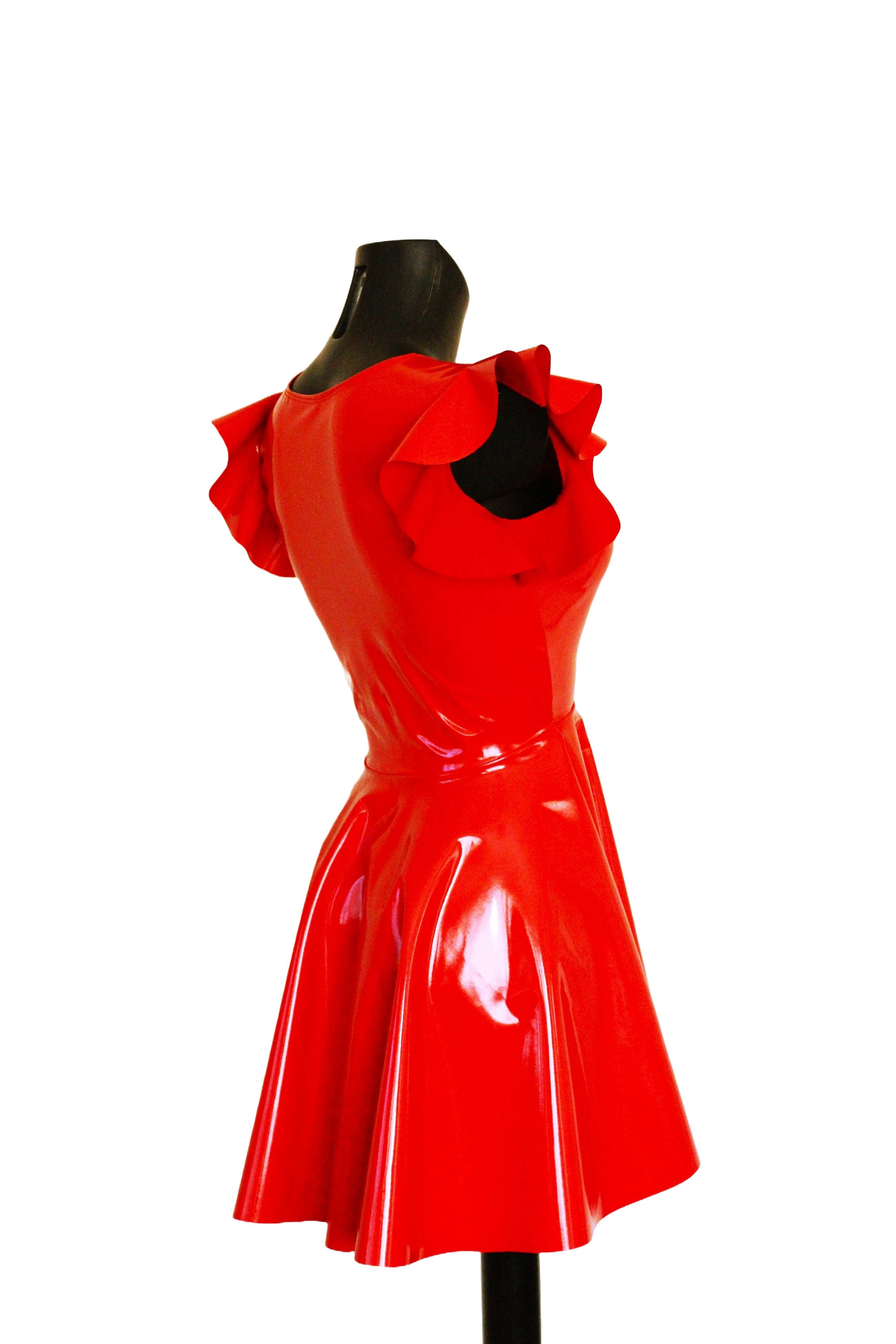 open lace back dress Vinyl Backless Mini Dress in Red - 6 main image 0