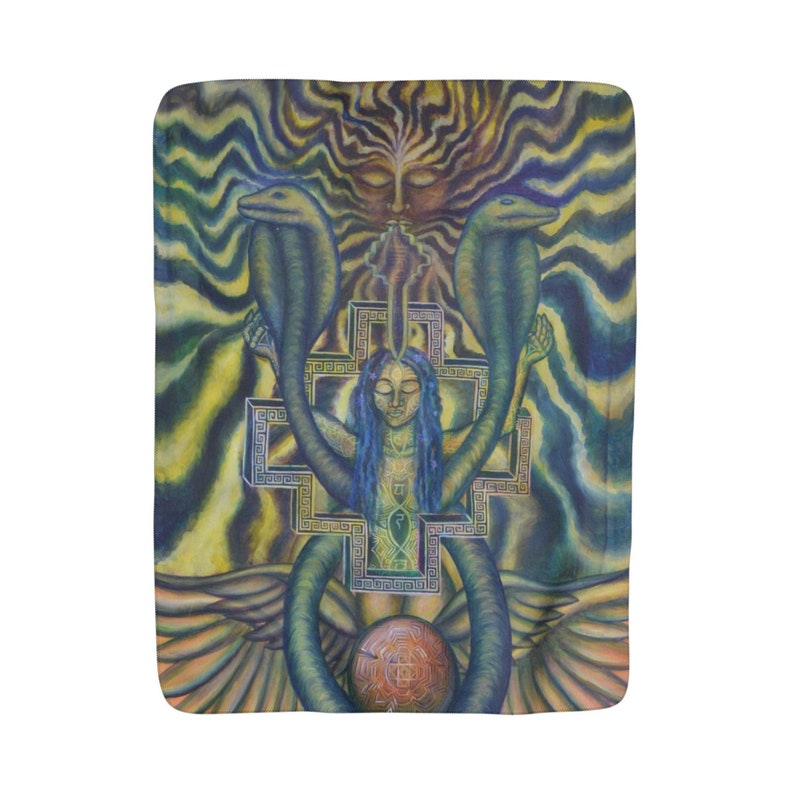 Conscious Transmission Sherpa Fleece Blanket Surreal Visionary Art