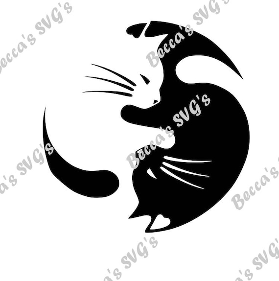Download 1 Color Layer Cat Yin Yang Svg Etsy