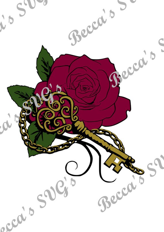 Download 3 color/layer Rose with Key SVG | Etsy