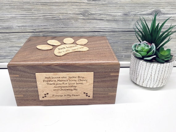 Paw Print Pet Urn - PERSONALIZED - Wood Paw Print Pet Urn - PERSONALIZED - Wood
