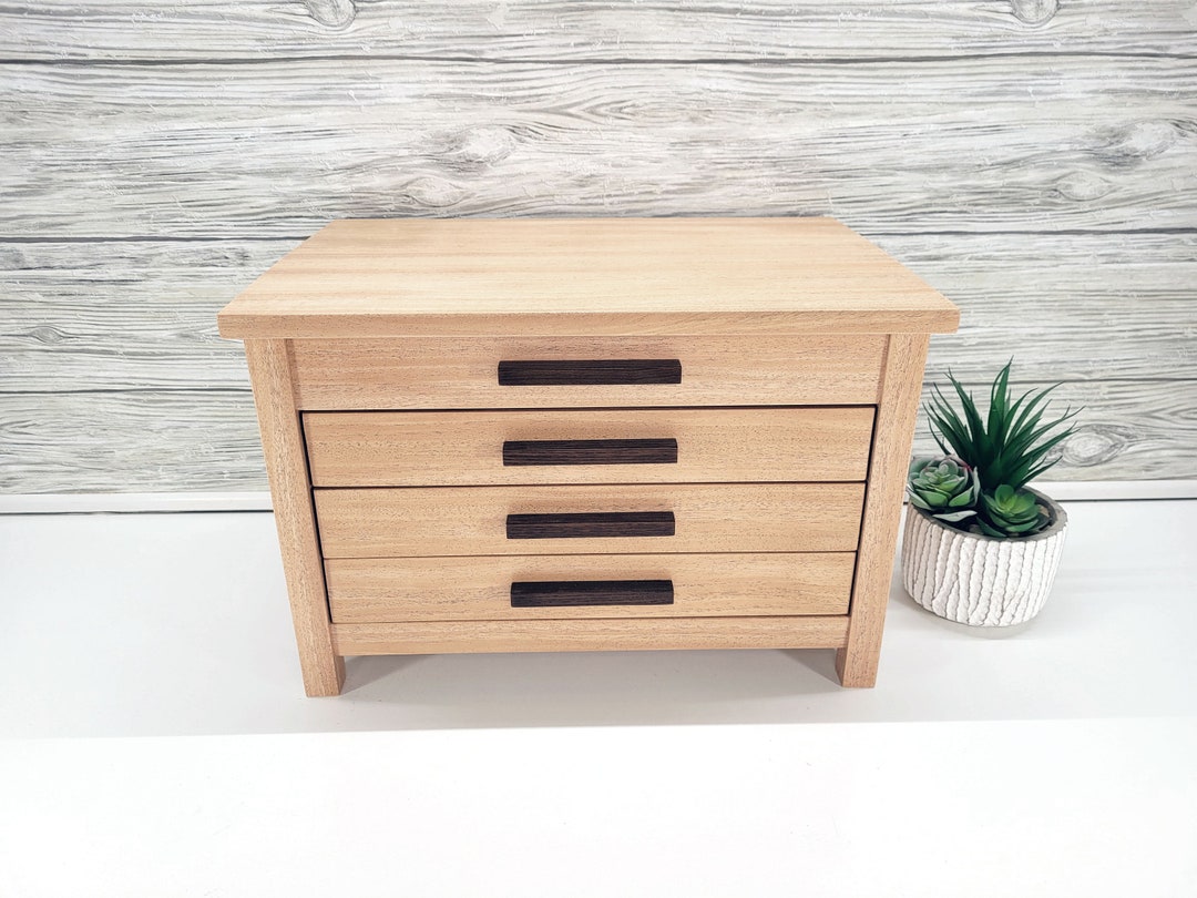 Craftsman Style Jewelry Box, 3drawer With Lift Lid, Large Jewelry Box