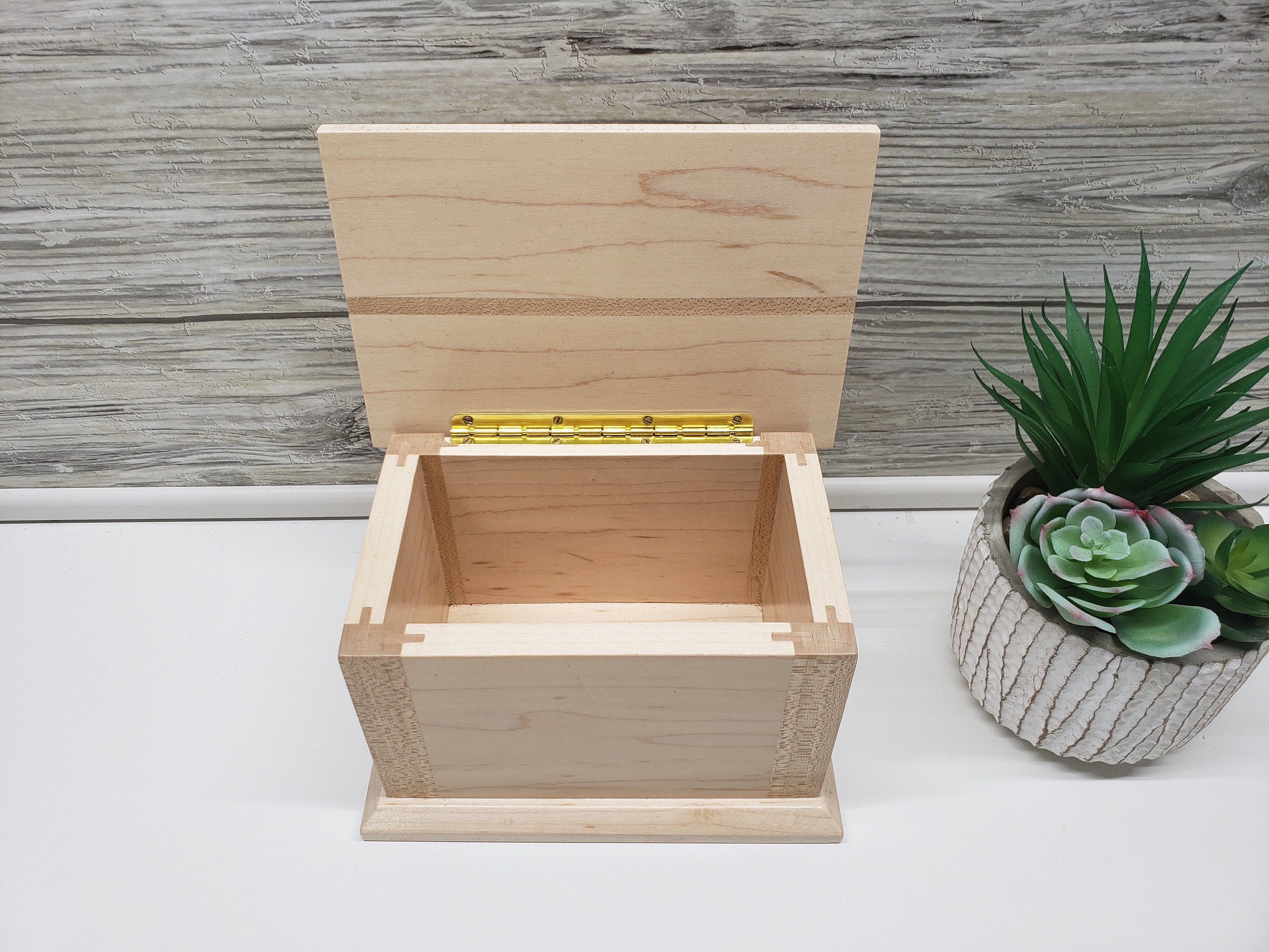 Solid Wood Recipe Box from Cherry Wood and Maple Hold 3x5 Etsy