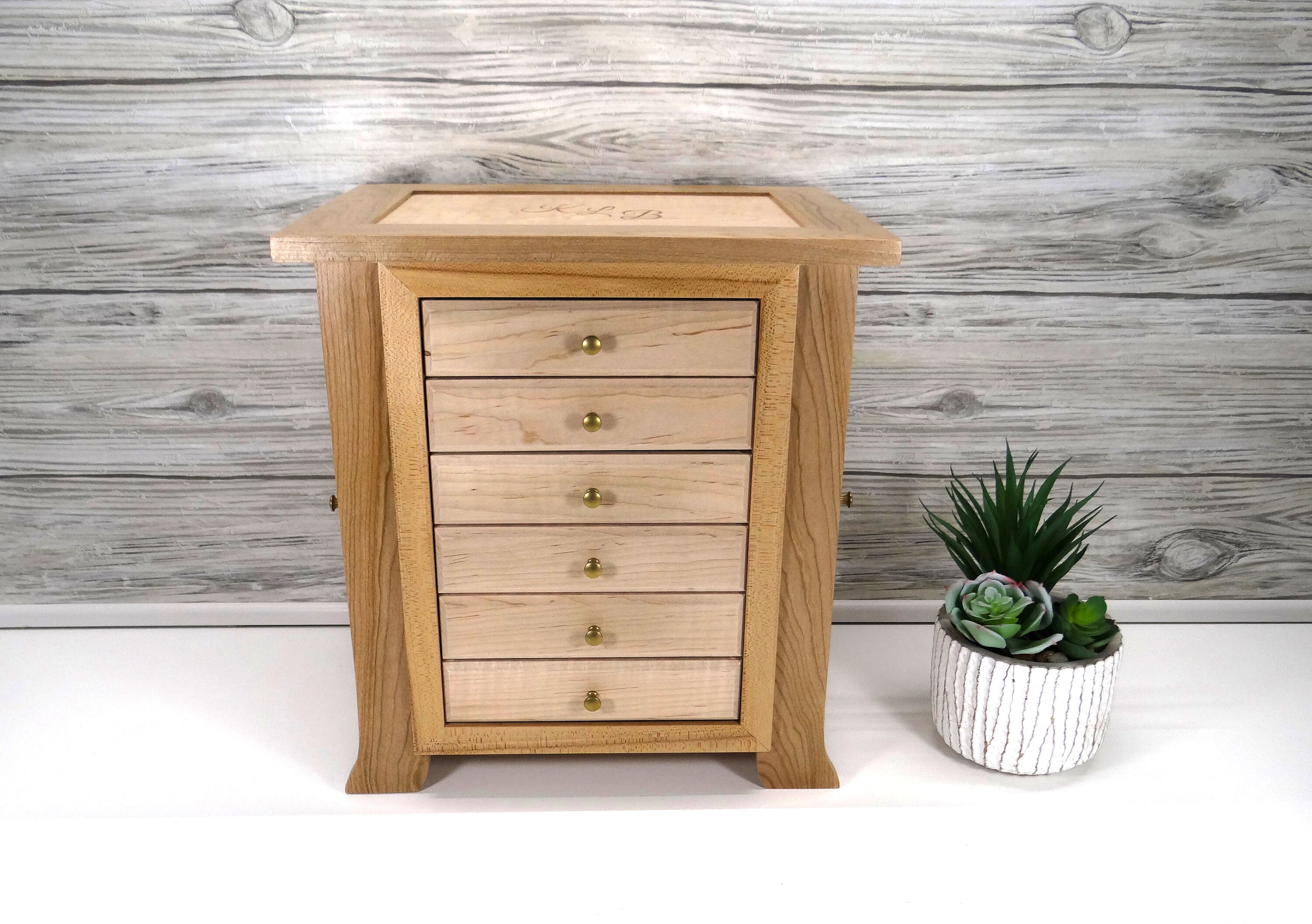 Jewelry Box with Arched Legs Necklace holder with 6 drawers. Etsy