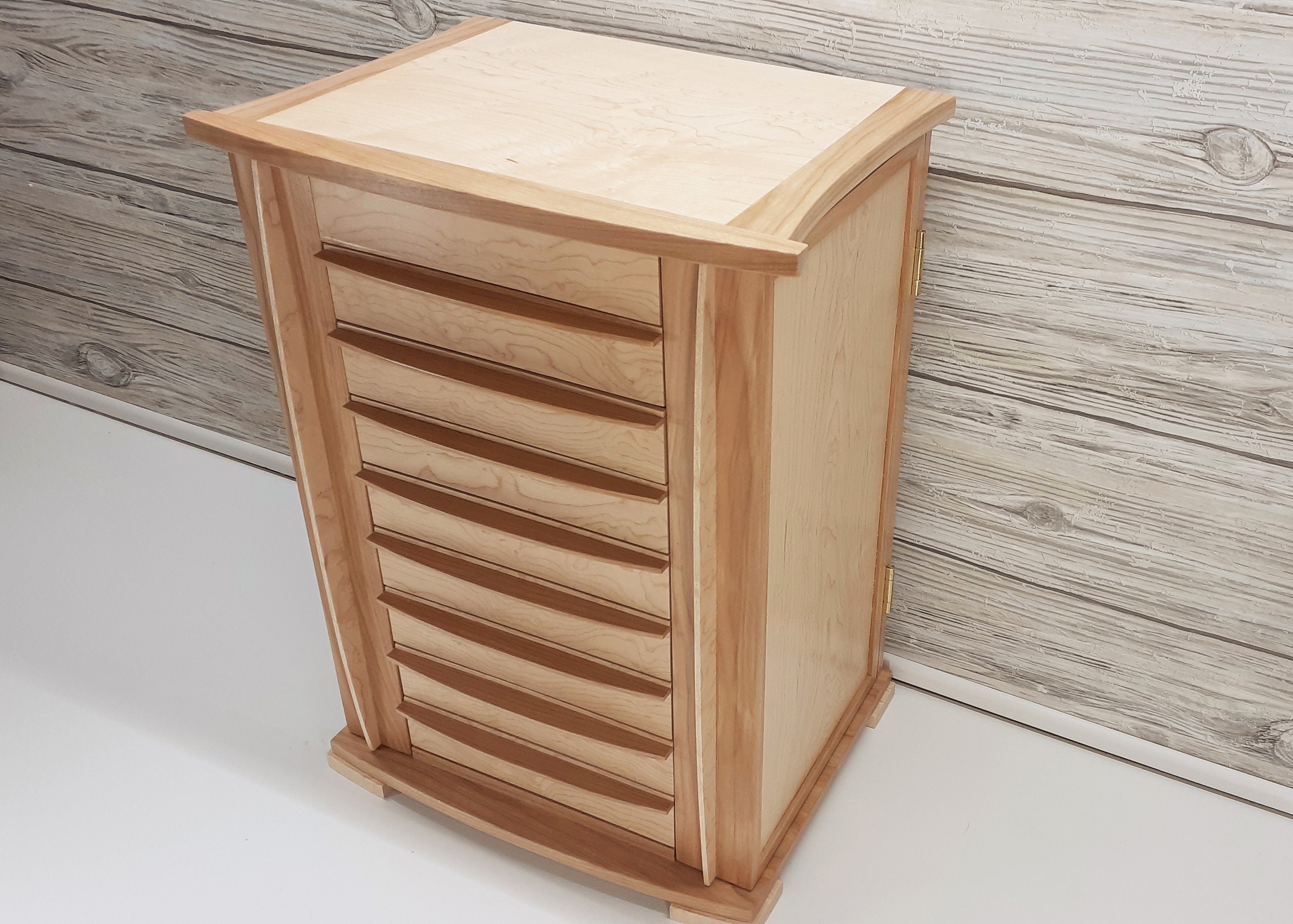 Caja de joyería retro de 8 cajones con tapa de elevación y | Etsy
