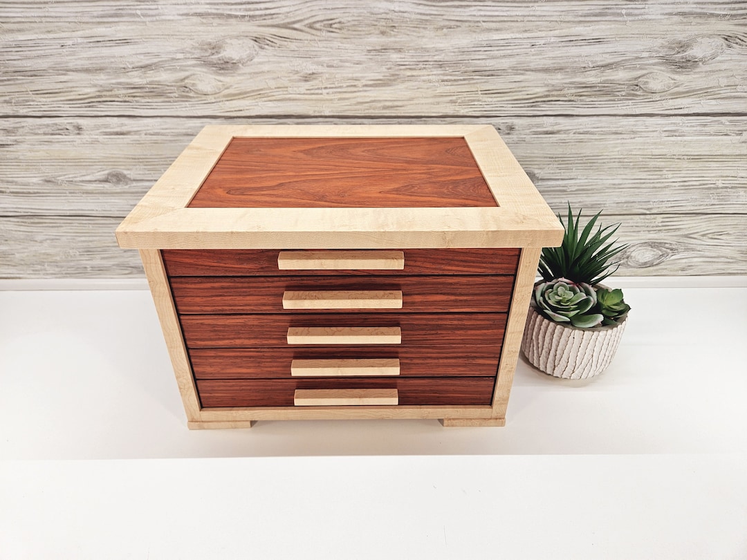 4-drawer Shaker Style Wood Jewelry Box, Necklace Hooks & Dividers - Etsy