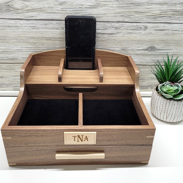 Man's Dresser Box with Smartphone speaker, Men's Valet Box, Memory Box, Box for Men, Trinket Box, Valet Box