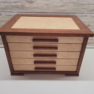 Custom Shaker Style Jewelry Box with Necklace Hooks, 4-Drawer Jewelry Box with Dividers, Men's Cuff Link Box, Ring Jewelry Box,