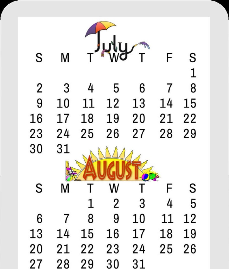 2024 Calendar Bookmark Laminated to Last All Year Without Holiday Icons